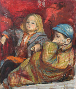 Two Children at Theatre Oil | Marshall Goodman,{{product.type}}