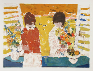 Two Children with Flowers Lithograph | Willering Epko,{{product.type}}