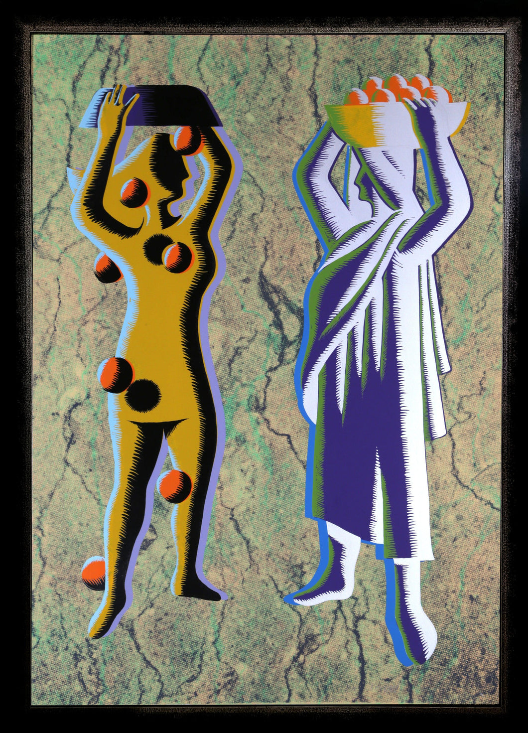 Two Cultures - Green Lithograph | Mark Kostabi,{{product.type}}