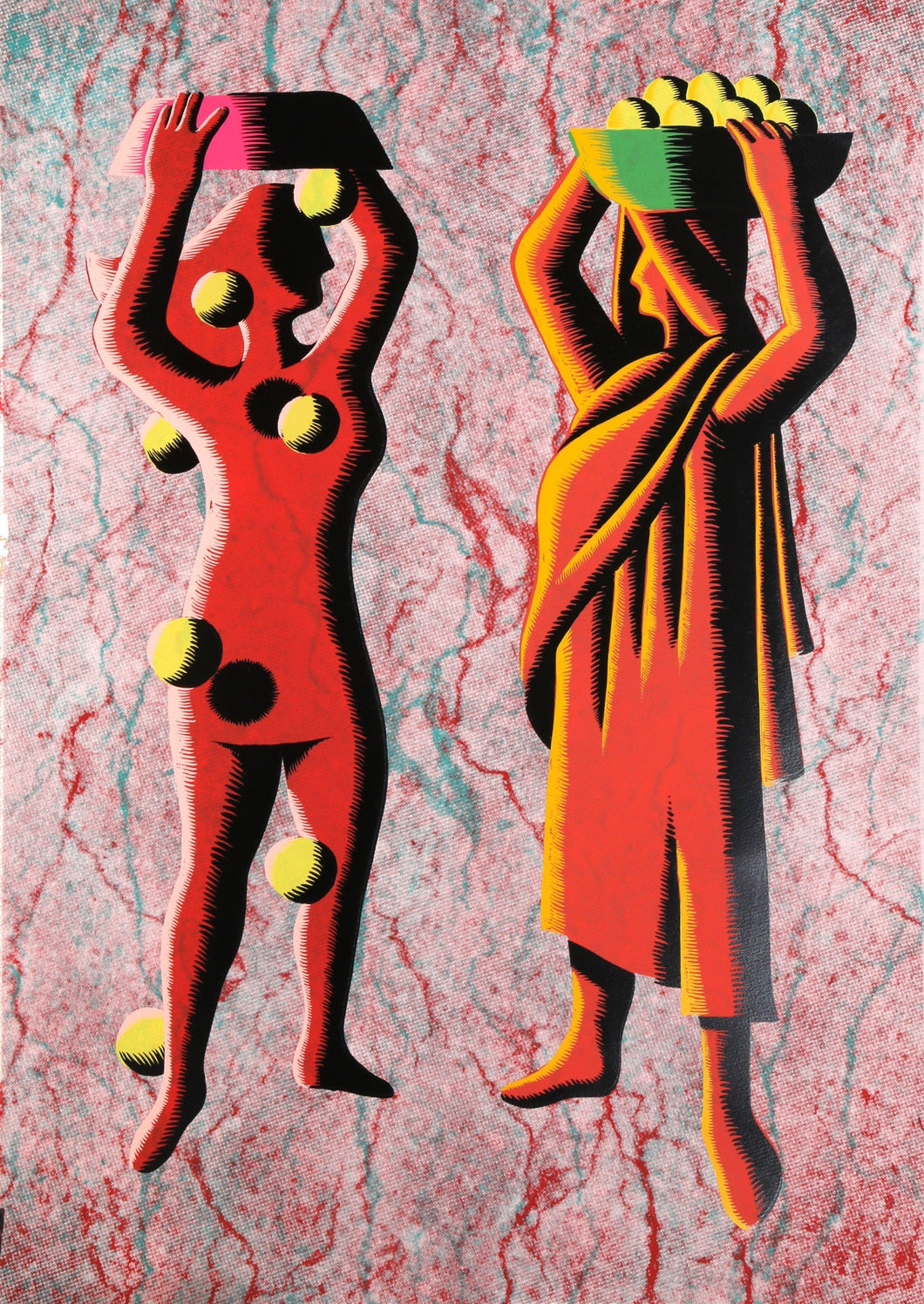 Two Cultures - Red Screenprint | Mark Kostabi,{{product.type}}