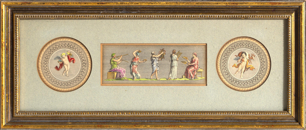 Two Cupid and a Band Triptych Lithograph | Unknown Artist,{{product.type}}
