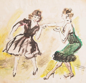 Two Dancing Women Watercolor | Marshall Goodman,{{product.type}}