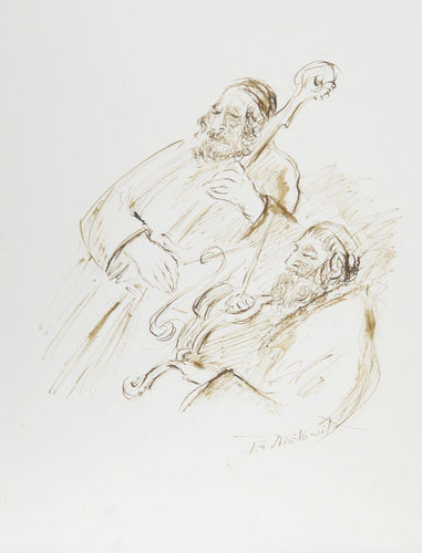 Two Double Bass Players Ink | Ira Moskowitz,{{product.type}}