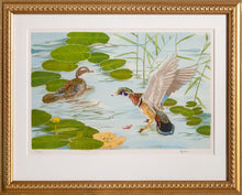 Two Ducks lithograph | Brown,{{product.type}}