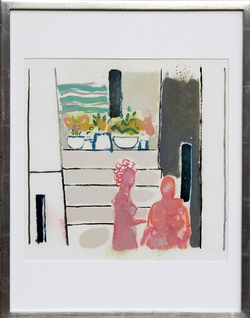 Two Figures on the Steps Gouache | Jean-Jacques Vergnaud,{{product.type}}