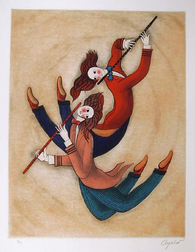 Two Flute Player Etching | Ayalar,{{product.type}}