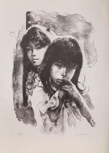 Two Girls Lithograph | Sandu Liberman,{{product.type}}