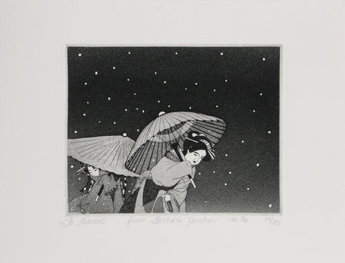 Two Japanese Women with Umbrellas Etching | Barbara Junker,{{product.type}}