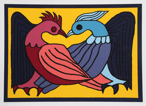 Two Kissing Doves Screenprint | Victor Delfin,{{product.type}}