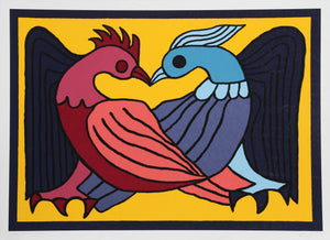Two Kissing Doves Screenprint | Victor Delfin,{{product.type}}