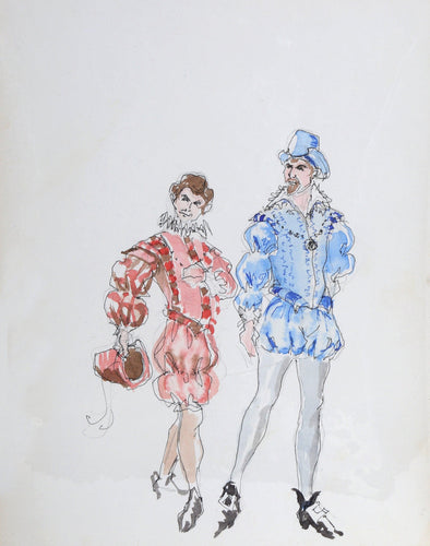 Two Men in Renaissance Costumes Mixed Media | R. Jeronimo,{{product.type}}