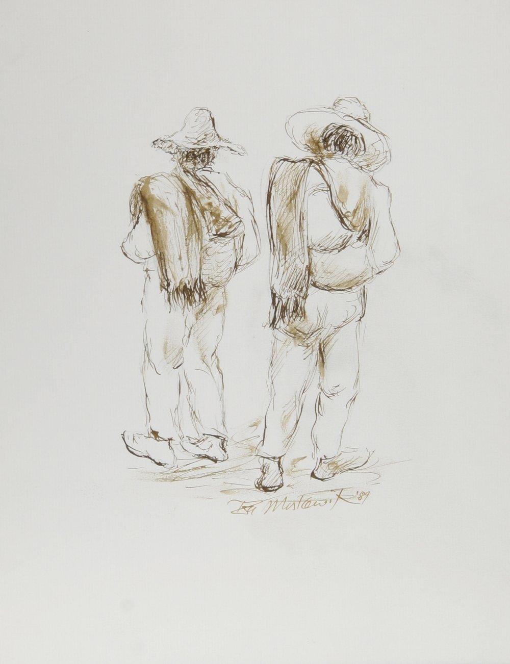 Two Men in Sombreros - I Ink | Ira Moskowitz,{{product.type}}