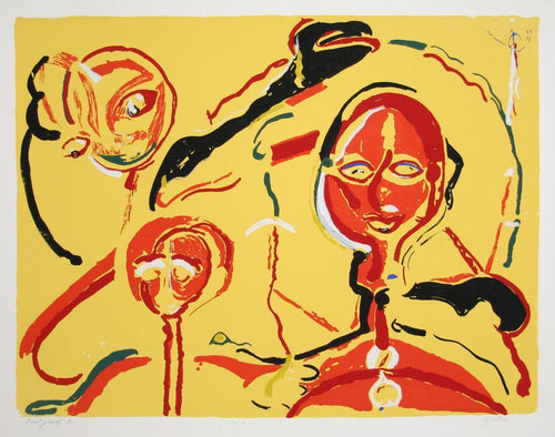Two Red Figures Screenprint | Herbert Gentry,{{product.type}}