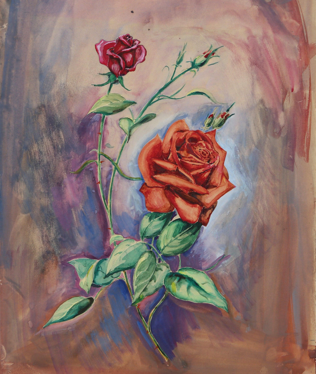 Two Roses Gouache | Evelyn Schaefer,{{product.type}}