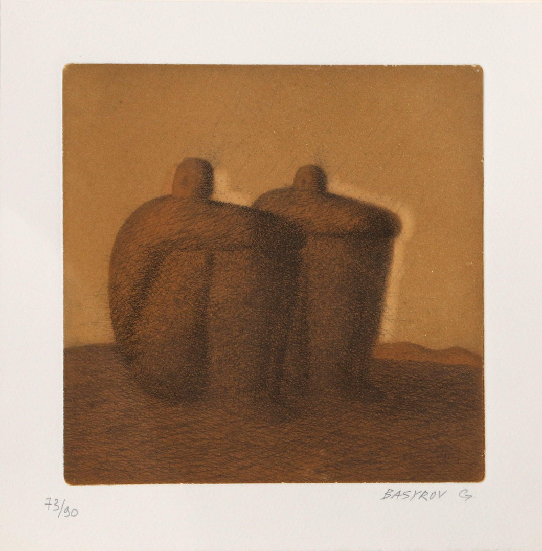 Two Seated Men Etching | Garif Basyrov,{{product.type}}