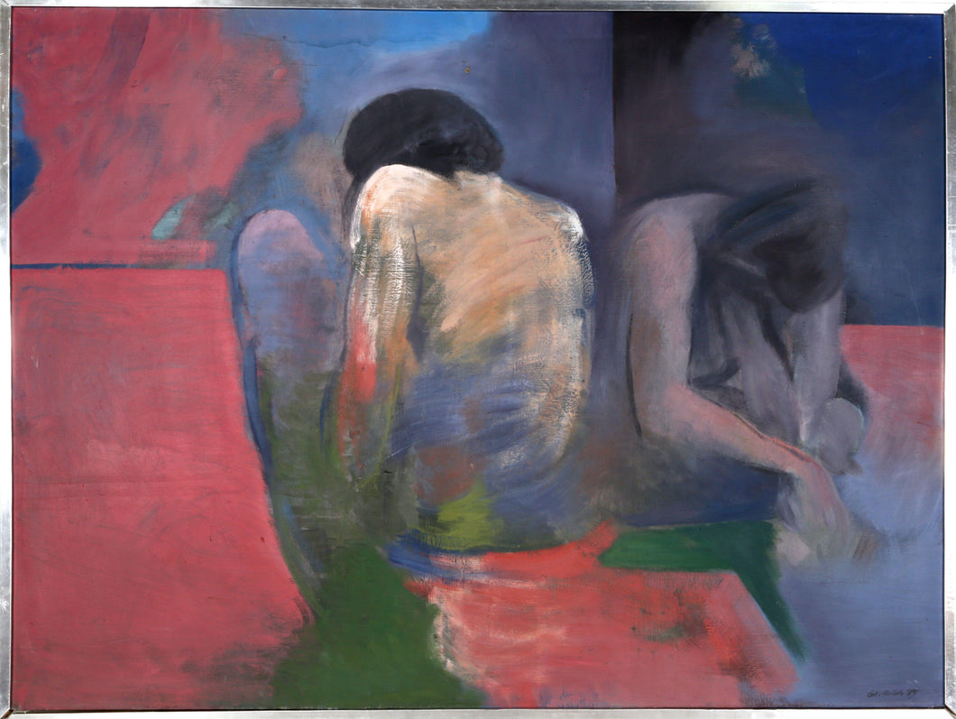 Two Seated Nude Figures Oil | Dobroslav Halata,{{product.type}}