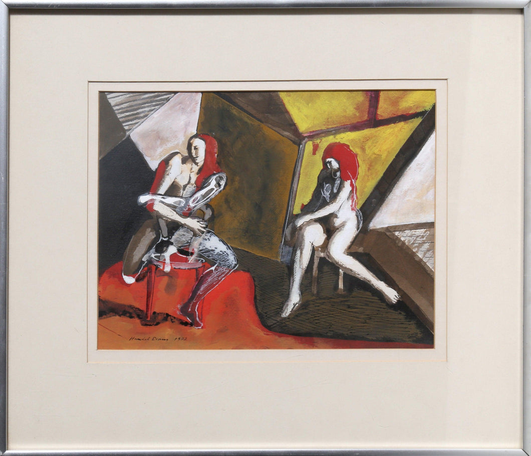 Two Seated Nudes Gouache | Handel Evans,{{product.type}}