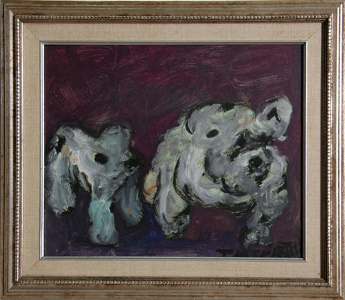 Two Small White Dogs Oil | T.M. Scarth,{{product.type}}