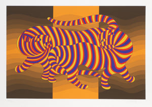Two Tigers on Gold Screenprint | Victor Vasarely,{{product.type}}