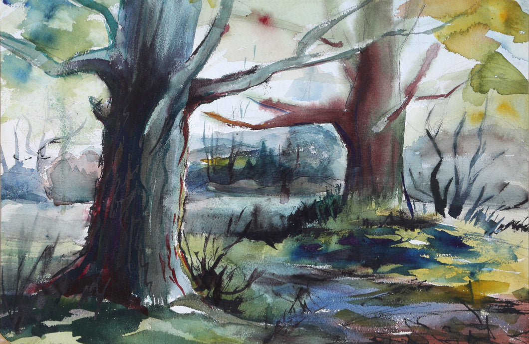 Two Trees (P2.38) Watercolor | Eve Nethercott,{{product.type}}