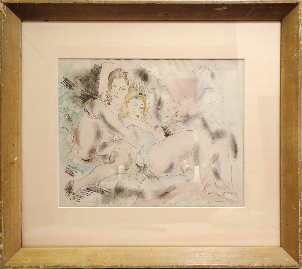 Two Women in Lingerie Watercolor | Emil Ganso,{{product.type}}