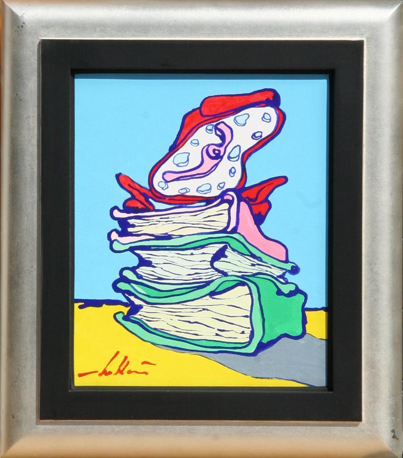 Unaici e Quarantahue (Clock on Three Books) Oil | Pietro Bulloni,{{product.type}}