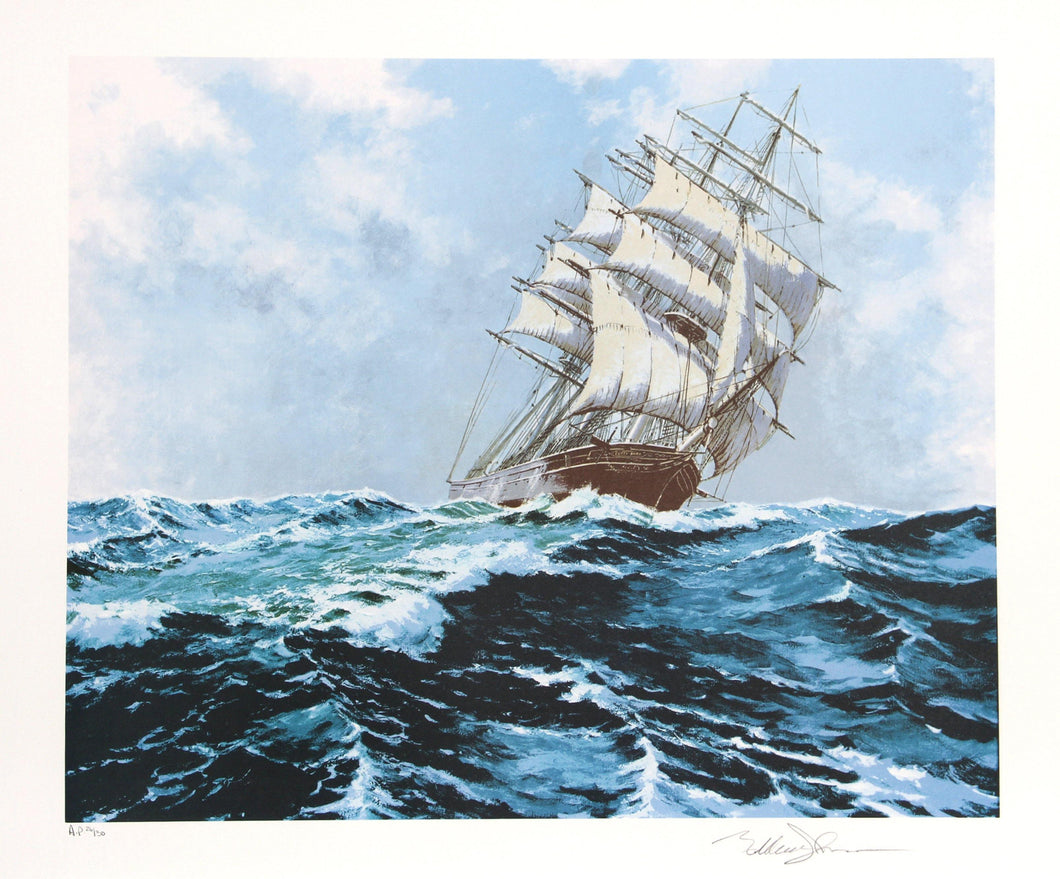 Under Shortened Sail Lithograph | Eldred Clark Johnson,{{product.type}}