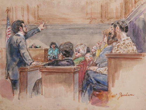 Untitled - 10 Figures, Dramatic Lawyer Watercolor | Marshall Goodman,{{product.type}}