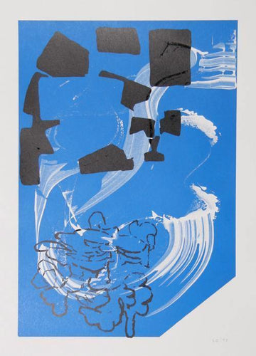 Untitled 12 - Blue Abstract Mixed Media | Stephen A. Davis,{{product.type}}