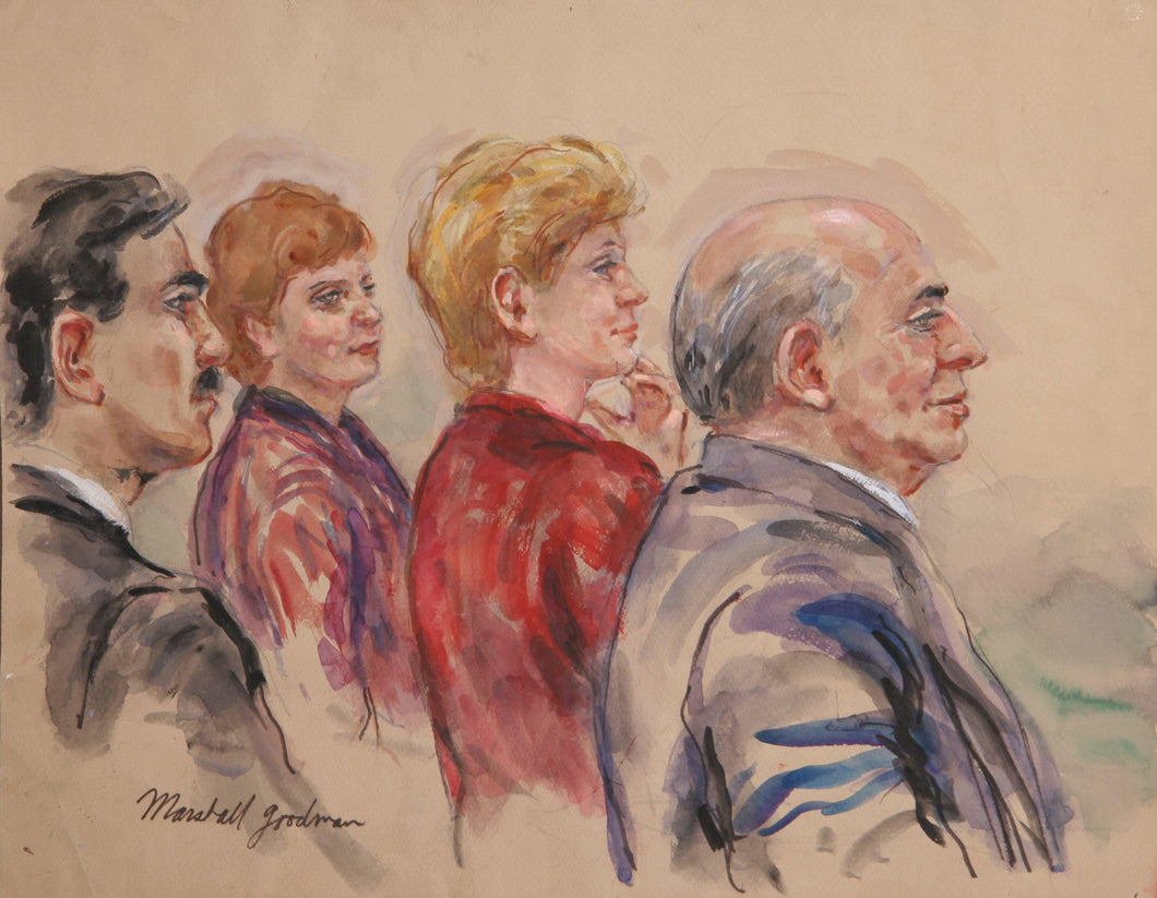 Untitled - 4 Figures, Man Woman Woman Man Watercolor | Marshall Goodman,{{product.type}}