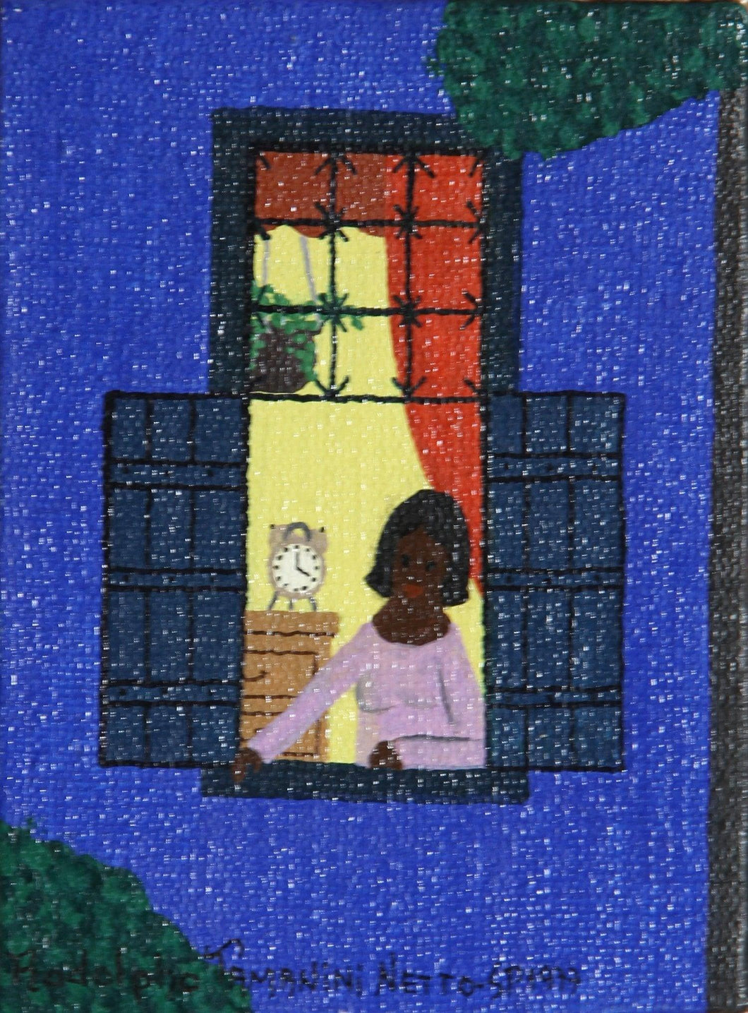 Untitled 4 (Woman at window at night) Oil | Rodolpho Tamanini Netto,{{product.type}}