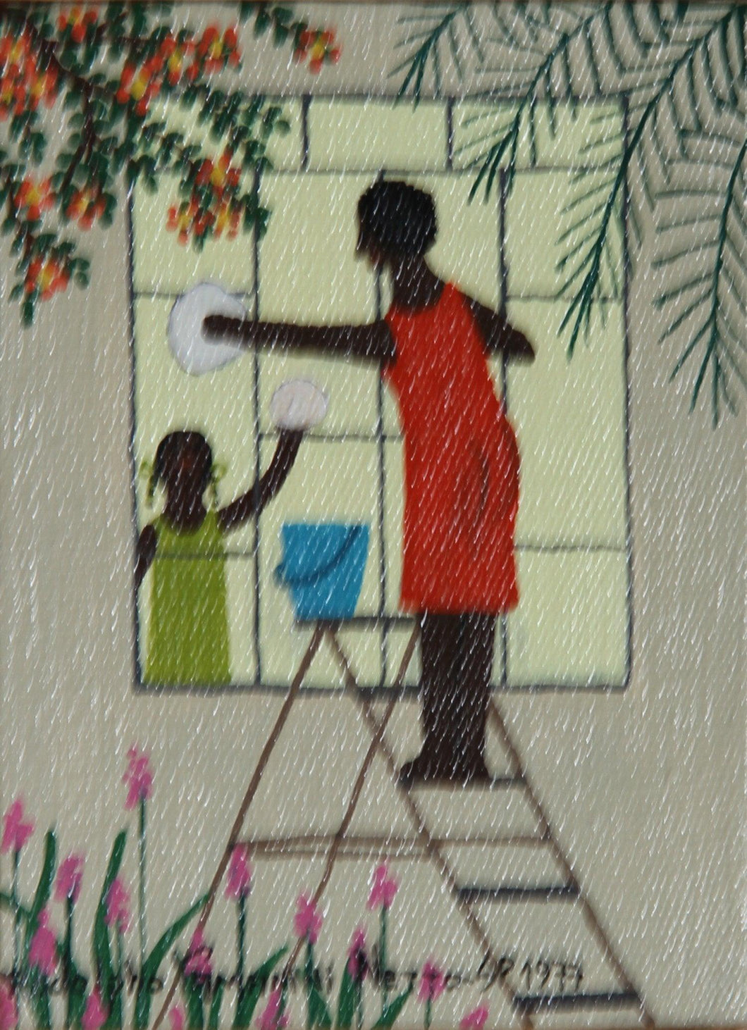 Untitled 8 (Woman washing windows) Oil | Rodolpho Tamanini Netto,{{product.type}}