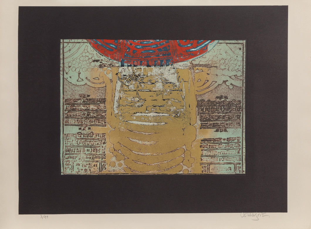 Untitled - Abstract in Gold and Red Etching | Arun Bose,{{product.type}}