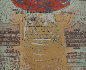 Untitled - Abstract in Gold and Red Etching | Arun Bose,{{product.type}}