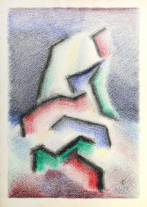 Untitled Abstract in Red and Green Crayon | Benjamin Benno,{{product.type}}