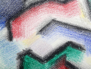 Untitled Abstract in Red and Green Crayon | Benjamin Benno,{{product.type}}