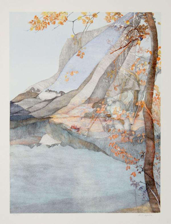 Untitled - Autumn Waterfall Lithograph | Anton 'Toni' Krajnc,{{product.type}}