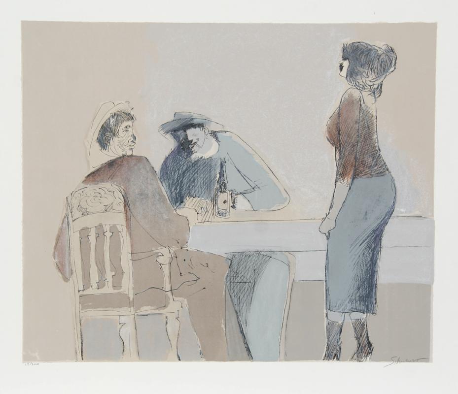 Untitled - Bar Scene Lithograph | David Schneuer,{{product.type}}