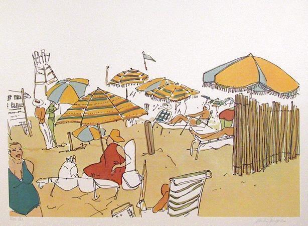 Untitled - Beach Scene Lithograph | Vasilios Janopoulos,{{product.type}}