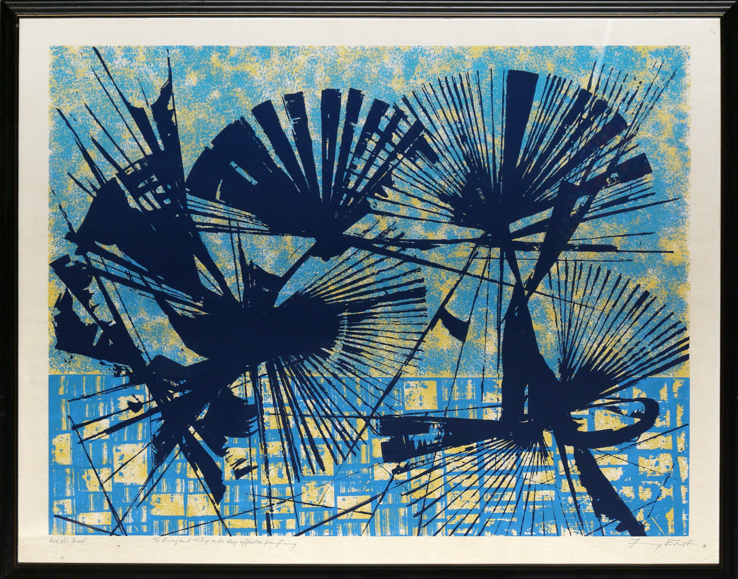 Untitled (Blue Fans) Lithograph | Jimmy Ernst,{{product.type}}