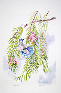 Untitled - Blue Hummingbird Lithograph | Bennett Wilson,{{product.type}}