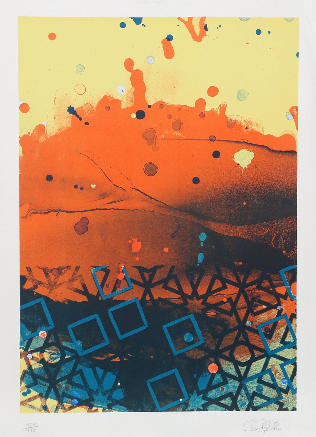 Untitled (Blue Squares) Lithograph | Hong Hao,{{product.type}}