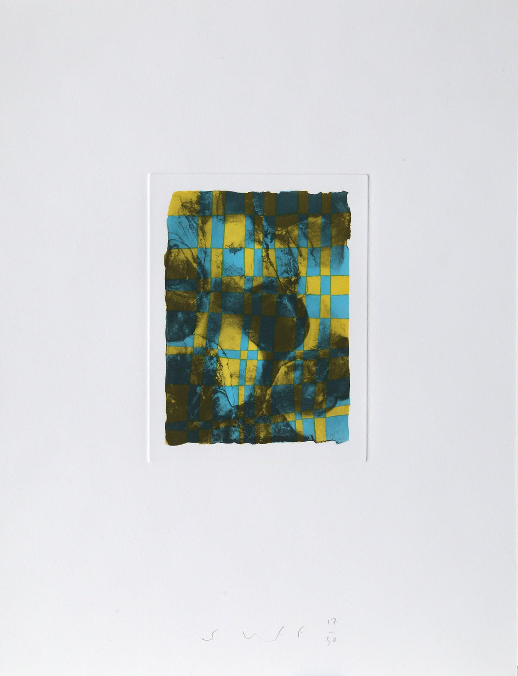 Untitled - Blue Yellow Checkerboard Etching | Peter Schuyff,{{product.type}}