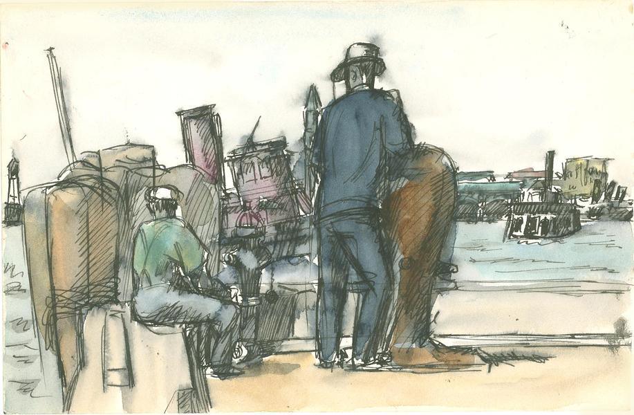 Untitled - Boat Docks Watercolor | A. Rothstein,{{product.type}}