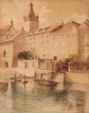 Untitled - European Canal Watercolor | Unknown Artist,{{product.type}}