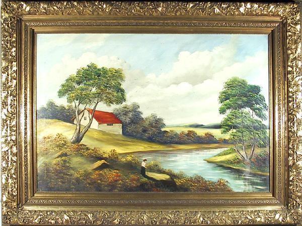 Untitled - Farm Landscape Oil | A. Weiss,{{product.type}}