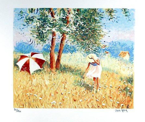 Untitled - Field with Umbrella Lithograph | Claude Fossoux,{{product.type}}