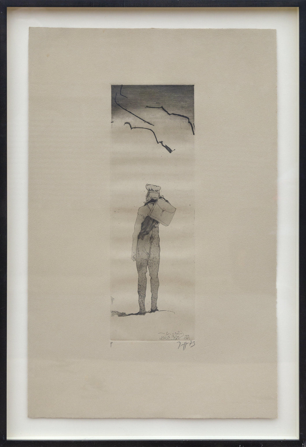Untitled - Figure with Satchel Etching | Horst Janssen,{{product.type}}