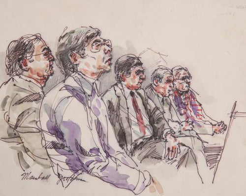 Untitled - Five Figures Right Profiles Watercolor | Marshall Goodman,{{product.type}}