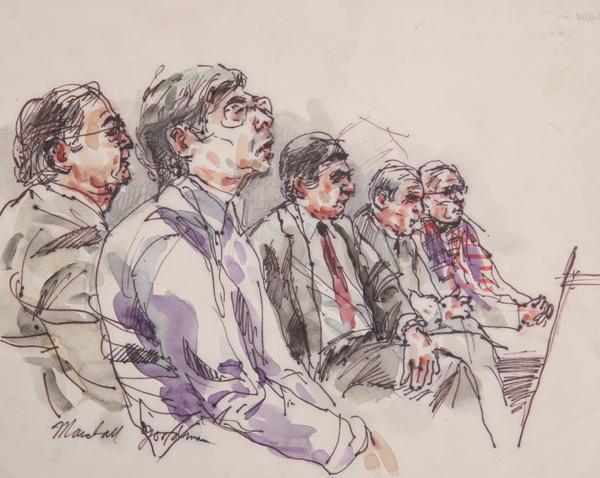 Untitled - Five Figures Right Profiles Watercolor | Marshall Goodman,{{product.type}}